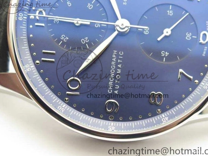 MIROTIME 0524 MoistureWicking Portuguese IW371491 ZF 1:1 Best Edition SS Blue Dial On Leather Strap A79350 (Slim Movement) V 7221